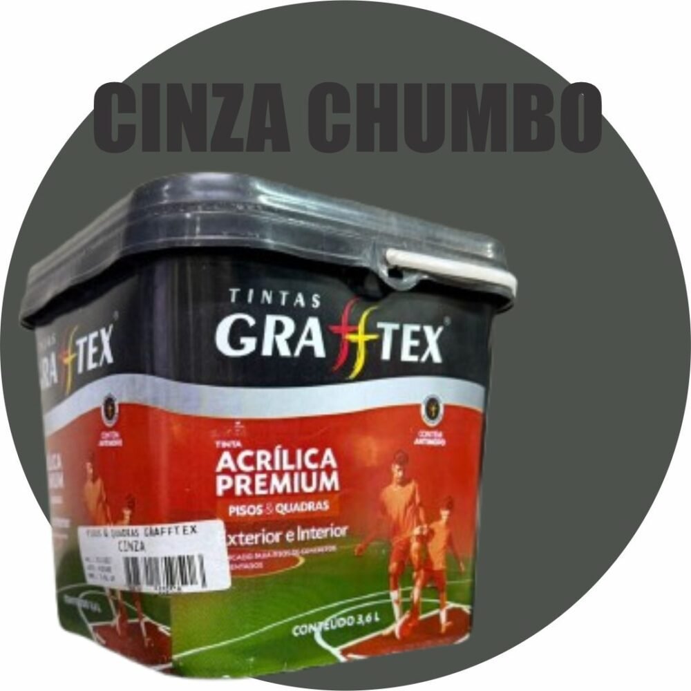 TINTA ACRILICA FOSCA PISOS E QUADRAS PREMIUM 3,6L CINZA CHUMBO GRAFFTEX-