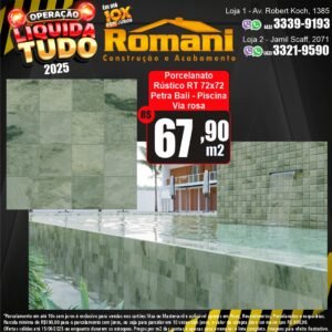 PORCELANATO PETRA BALI 72X72 GRANILHADO VIA ROSA 2,59MT