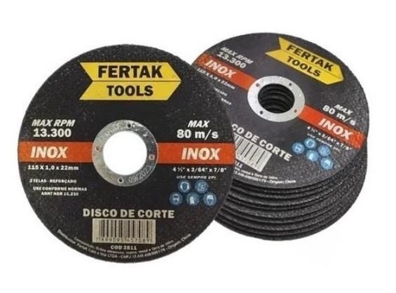 DISCO CORTE INOX 115MM 4.1/2 1,0 22MM FERTAK 2811 (COM 10UN)