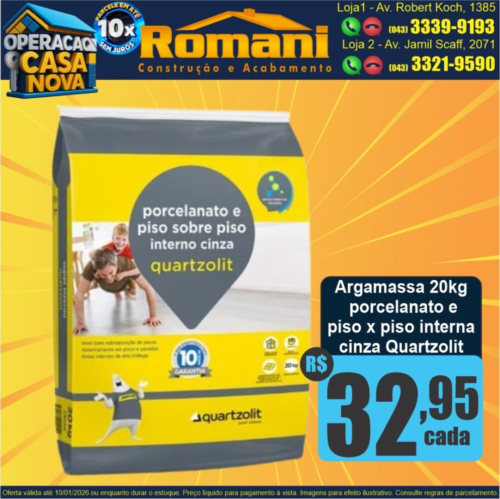 ARGAMASSA PISO SOBRE PISO X PORCELANTO INTERNO CONZA QUARTZOLIT EXTERNO PROMOCAO OFERTA