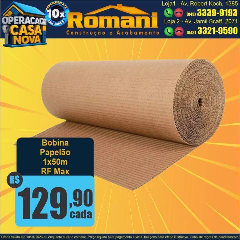 BOBINA ROLO PAPELAO ONDULADO PARA PROTECAO SALVA PISOS 100X50M 1X50M RF MAX