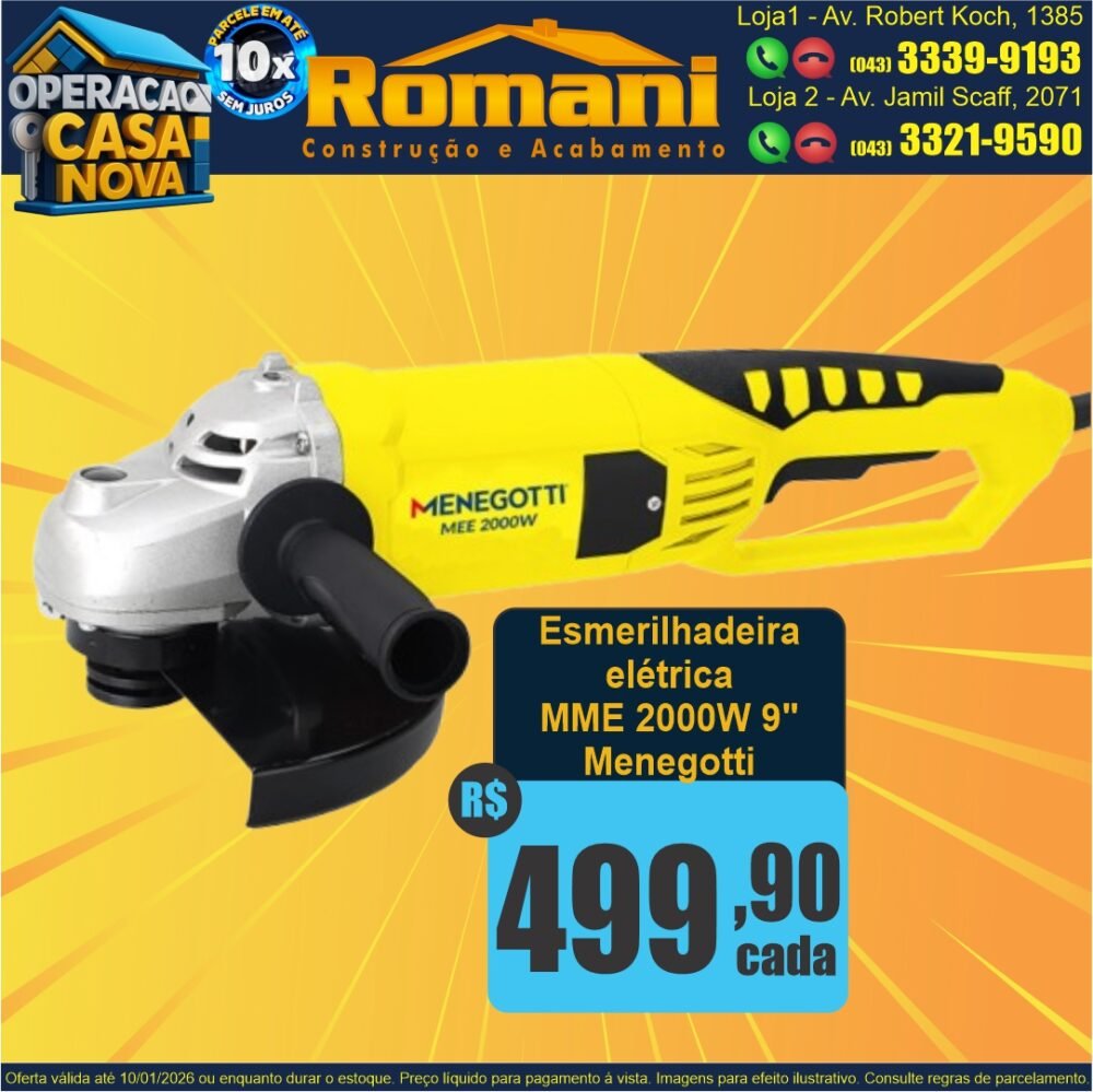 ESMERILHADEIRA 9 ELETRICA 2000W MENEGOTTI OFERTA PROMOCAO BARATA