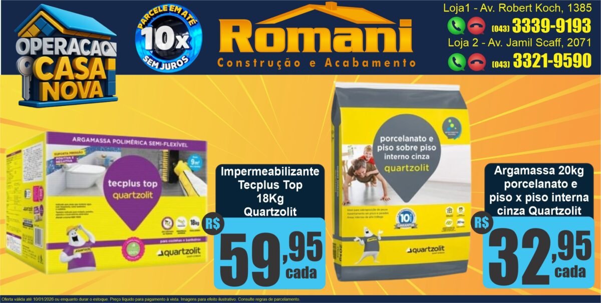 GR_ARGAMASSA PISO SOBRE PISO X PORCELANTO INTERNO CONZA QUARTZOLIT EXTERNO PROMOCAO OFERTA + TECPLUS TOP 18KG