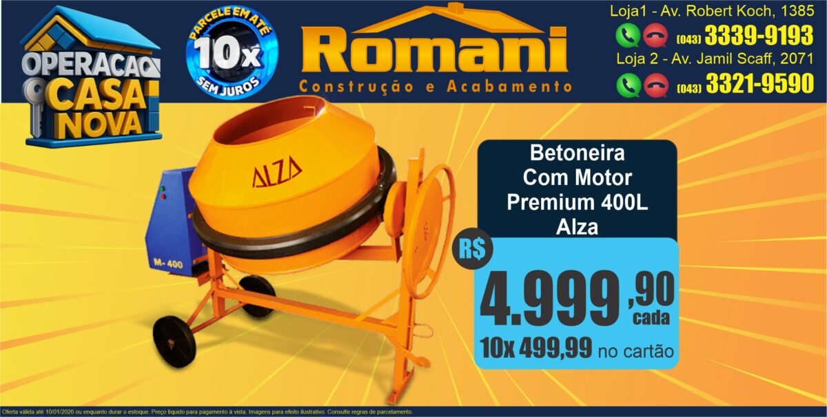 GR_BETONEIRA 400L PREMIUM COM MOTOR ALZA OFERTA PROMOCAO 10X NO CARTAO SEM JUROS
