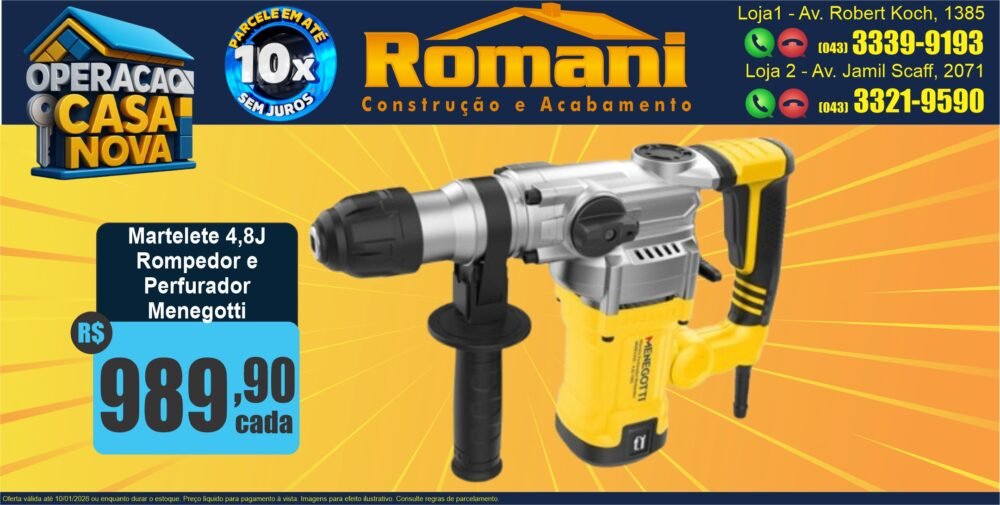 GR_MARTELETE ROMPEDOR 4,8J 5J 1300W MENEGOTTI OFERTA PROMOCAO BARATO