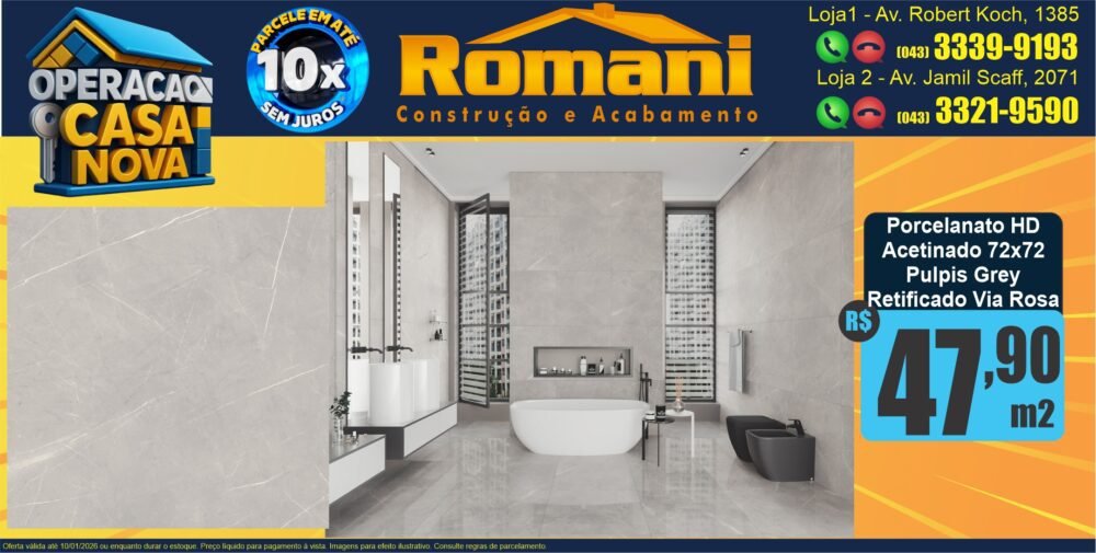 GR_PORCELANATO ACETINADO HD PULPIS GREY 72X72 RETIFICADO VIA ROSA LEF
