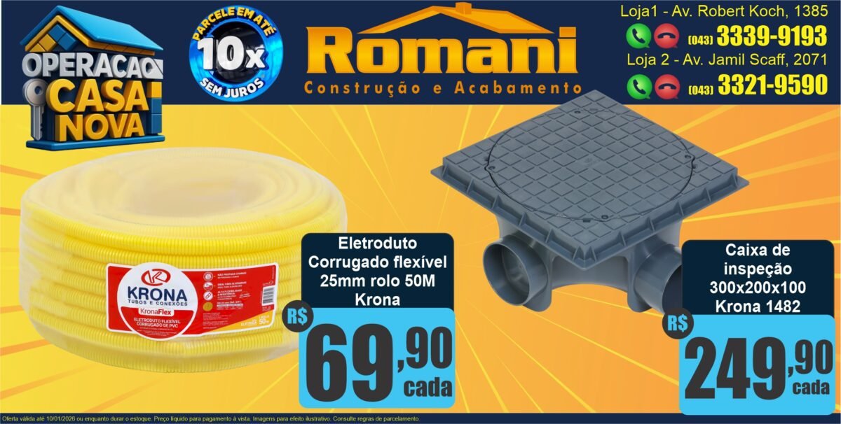 GR_caixa inspecao dn100 300similar a tigre krona oferta promocao barato + ELETRODUTO CORRUGADO 25MM ROLO 50M