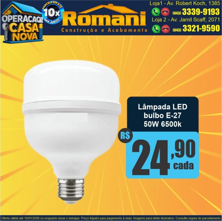 LAMPADA LED E27 ALTO FATOR 50W 6500K BULBO OFERTA ROMOCAO BARATO