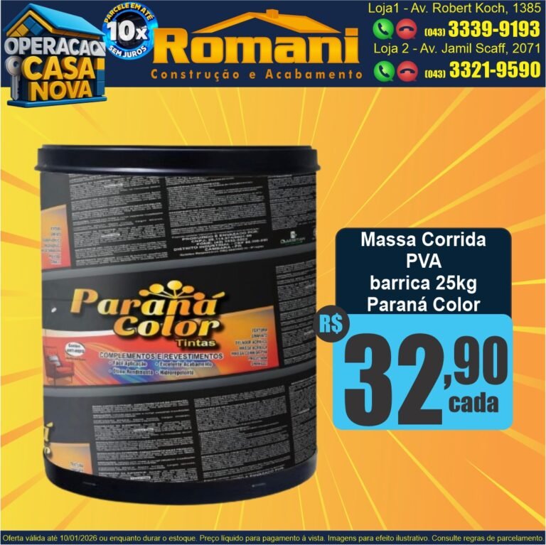 MASSA CORRIDA pva interior 25kilos parana color similar a grafftex suvinil coral oferta promocao barato