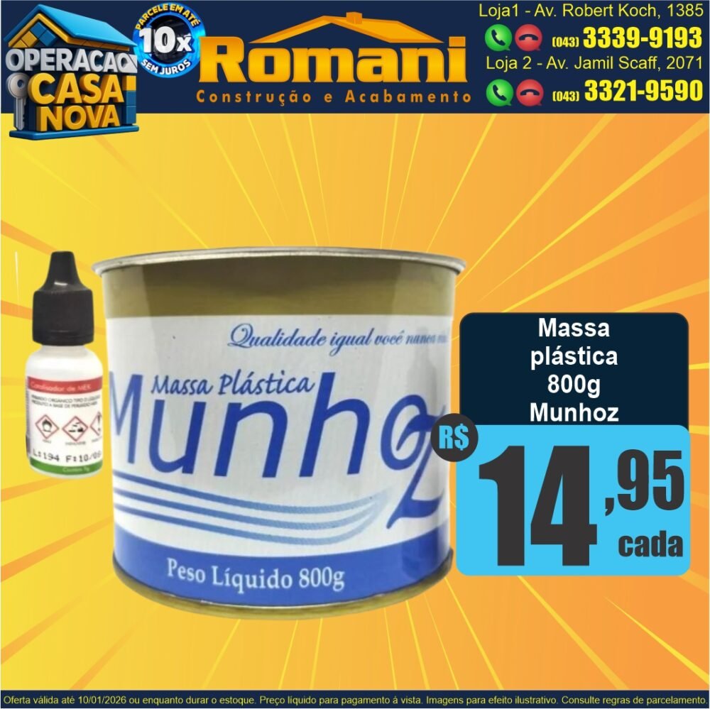 MASSA PLASTICA MUNHOZ BRANCA PRETA TRAVERTINO CHUMBAR CIINZA MUNHOZ 800GR OFERTA PROMOCAO PORCELANATO