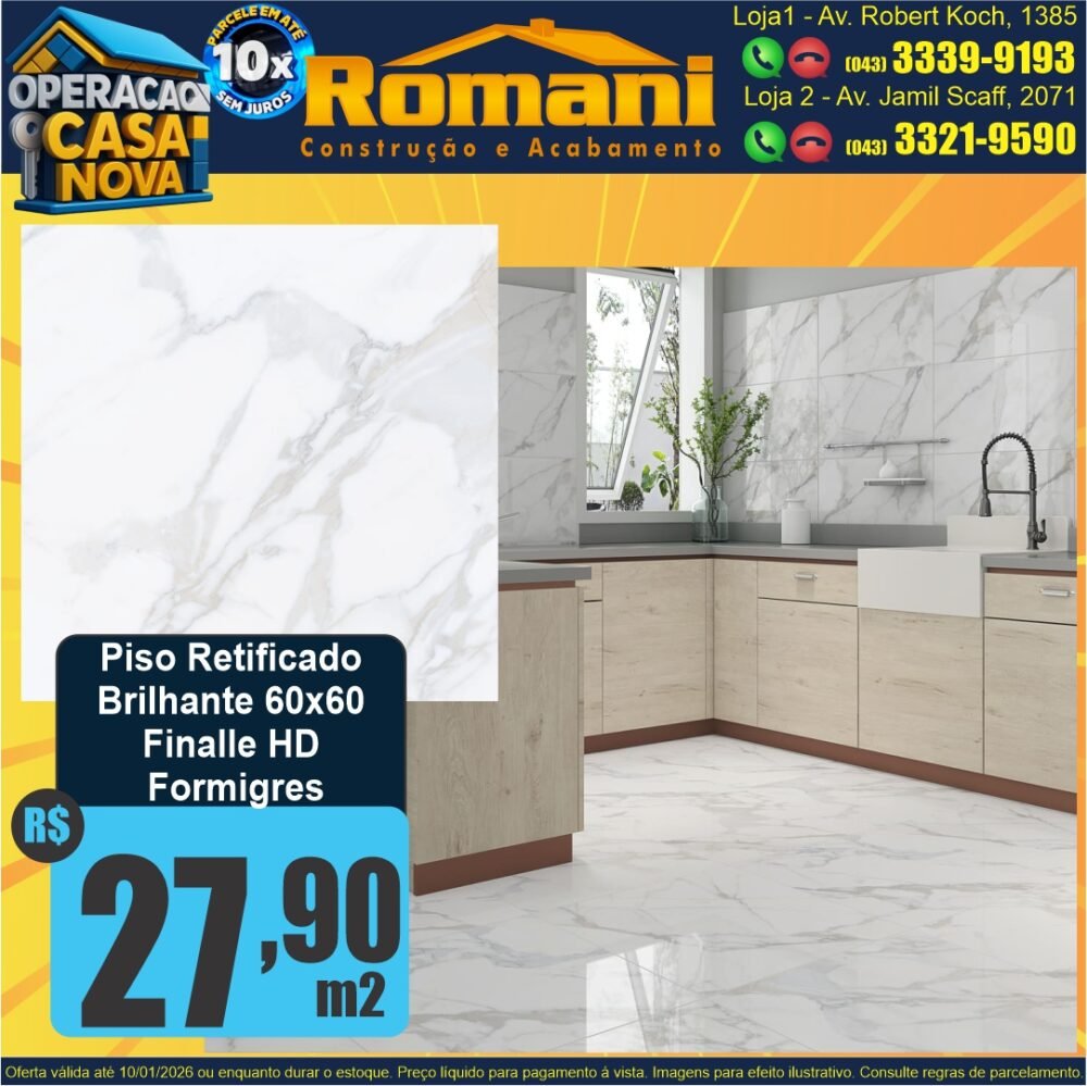 PISO FINALLE 60X60 BRILHANTE RT 2,15MT FORMIGRES