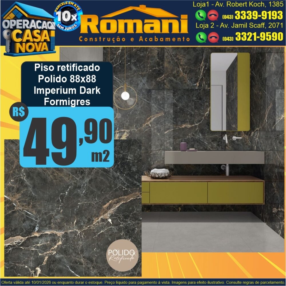 PISO IMPERIUM DARK POLIDO 88X88 FORMIGRES (2,32) oferta promocao