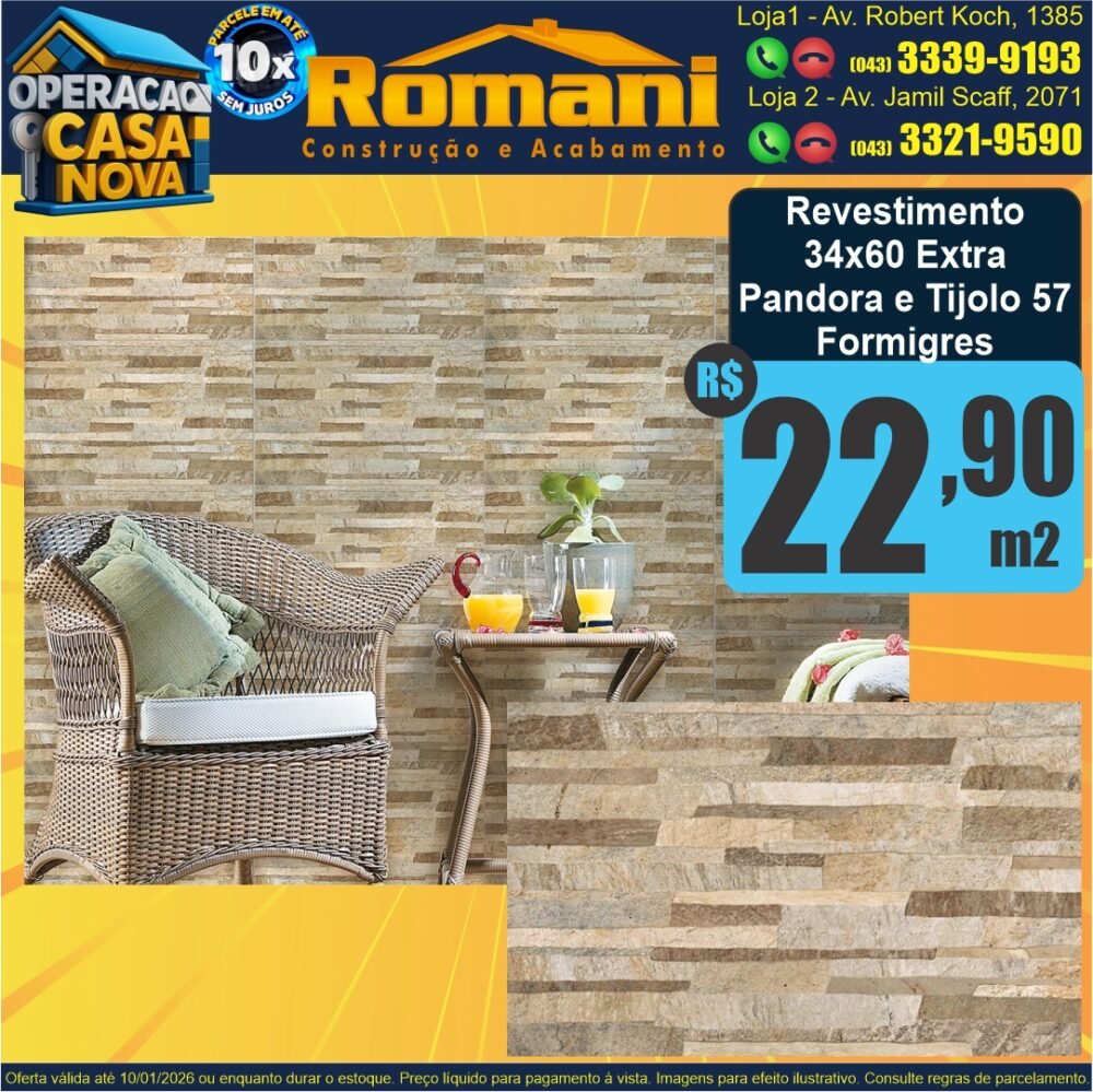 REVestimento PANDORA ES.34X60 FORMIGRES 2,10MT
