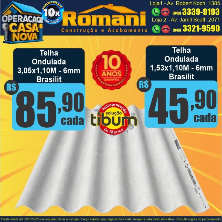 TELHA ONDULADA BRALISIT FIBROCIMENTO OFERTA PROMOCAO