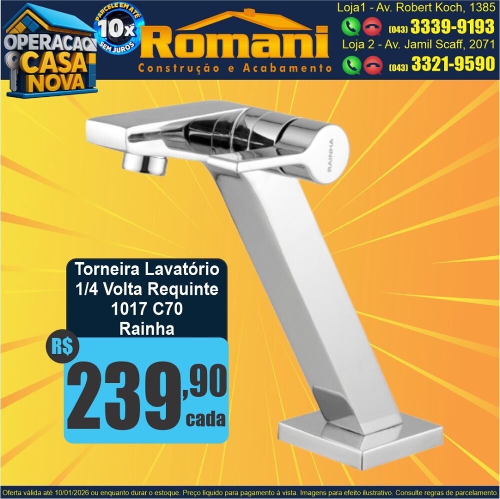 Torneira Lavatório 1017 c70 requinte cromada rainha oferta promocao