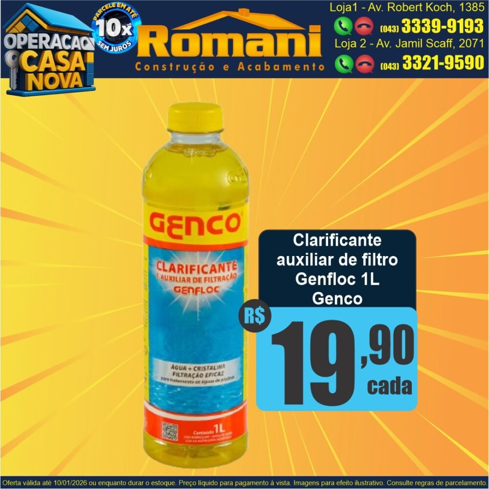 clarificante 1l floculante genfloc genco oferta promoção