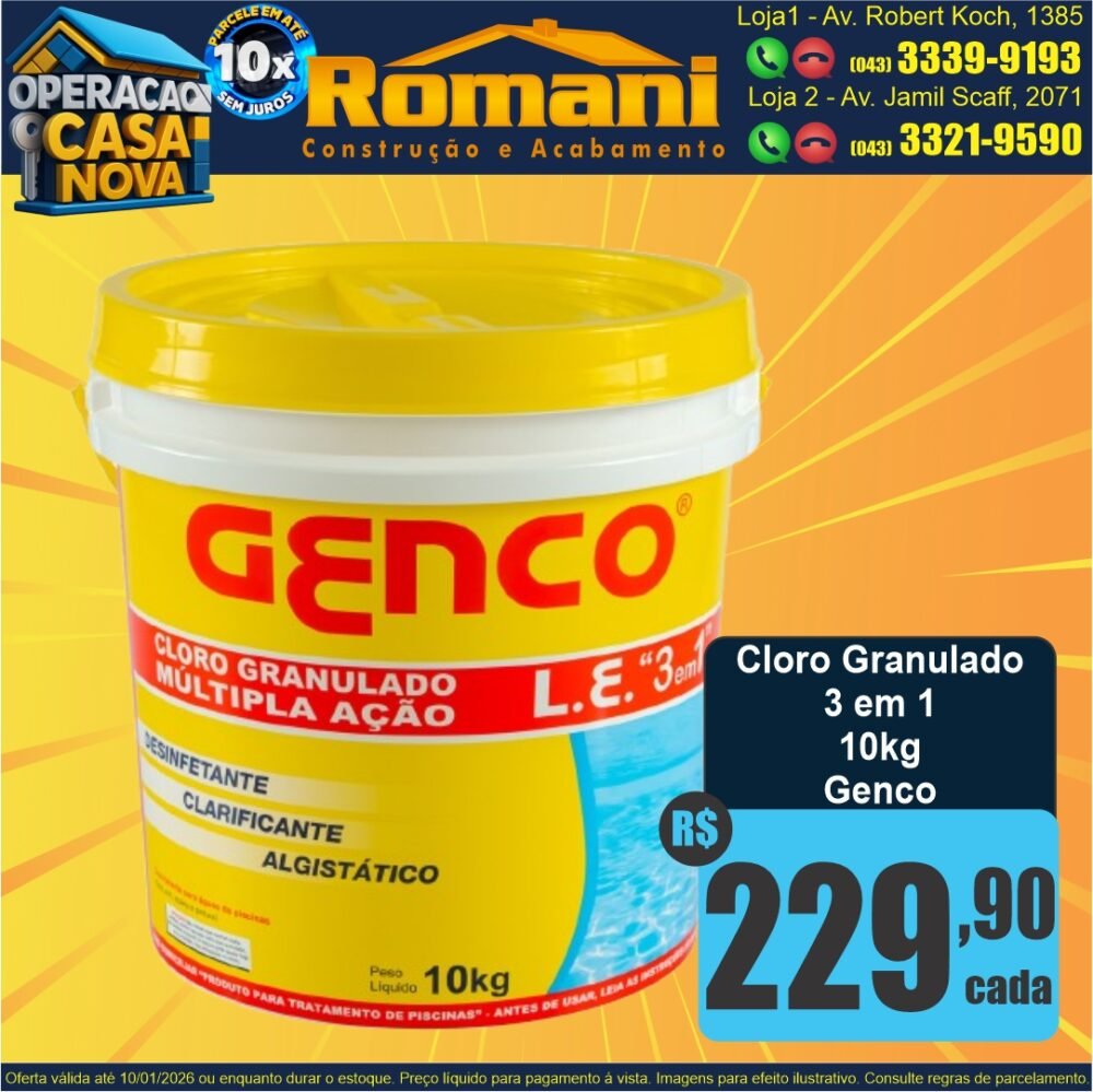 cloro granulado 3 em 1 genco balde 10kg oferta promocao barato