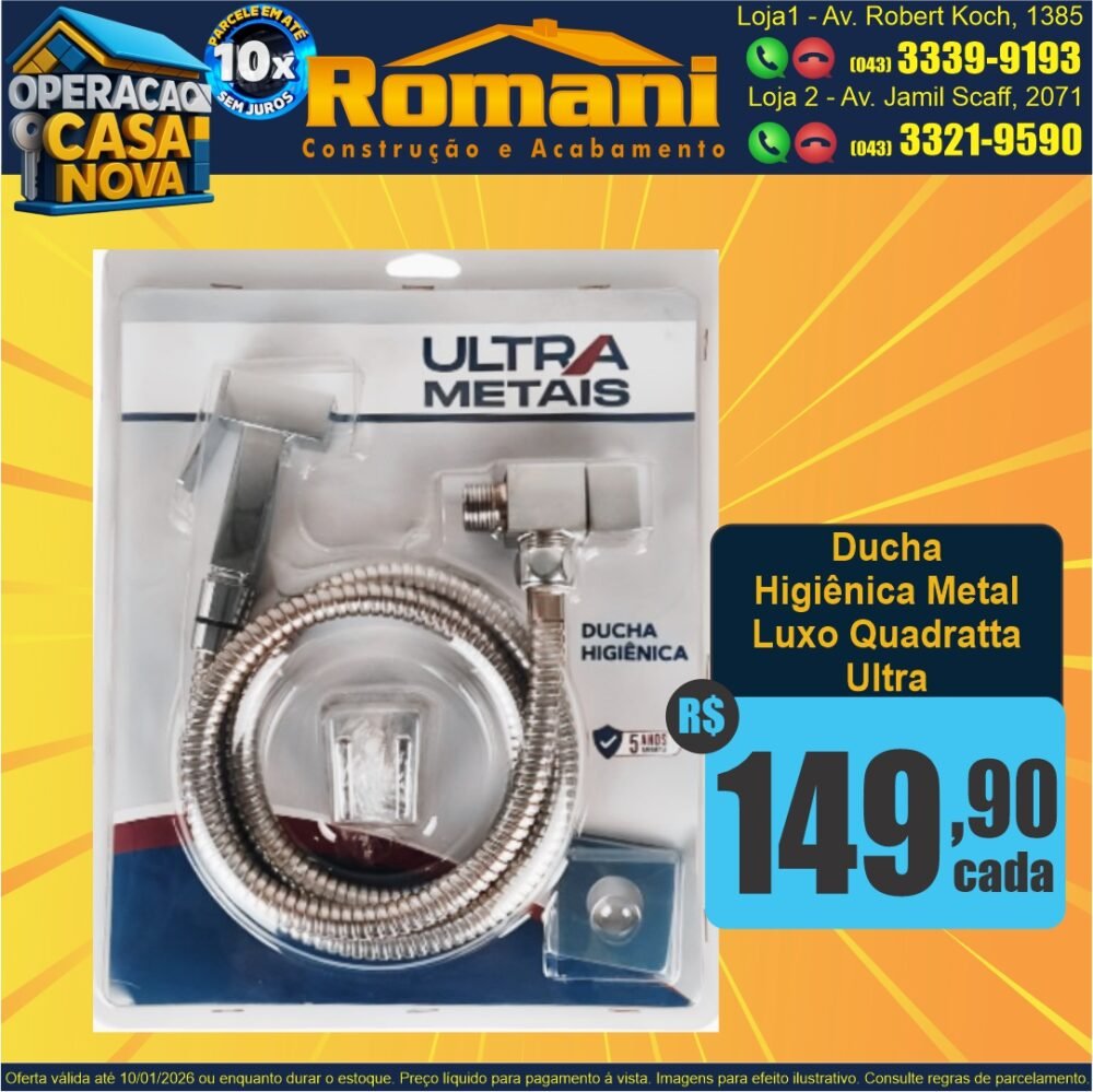ducha higienica metal quadrada cromada luxo premium ultra metais promocao oferta