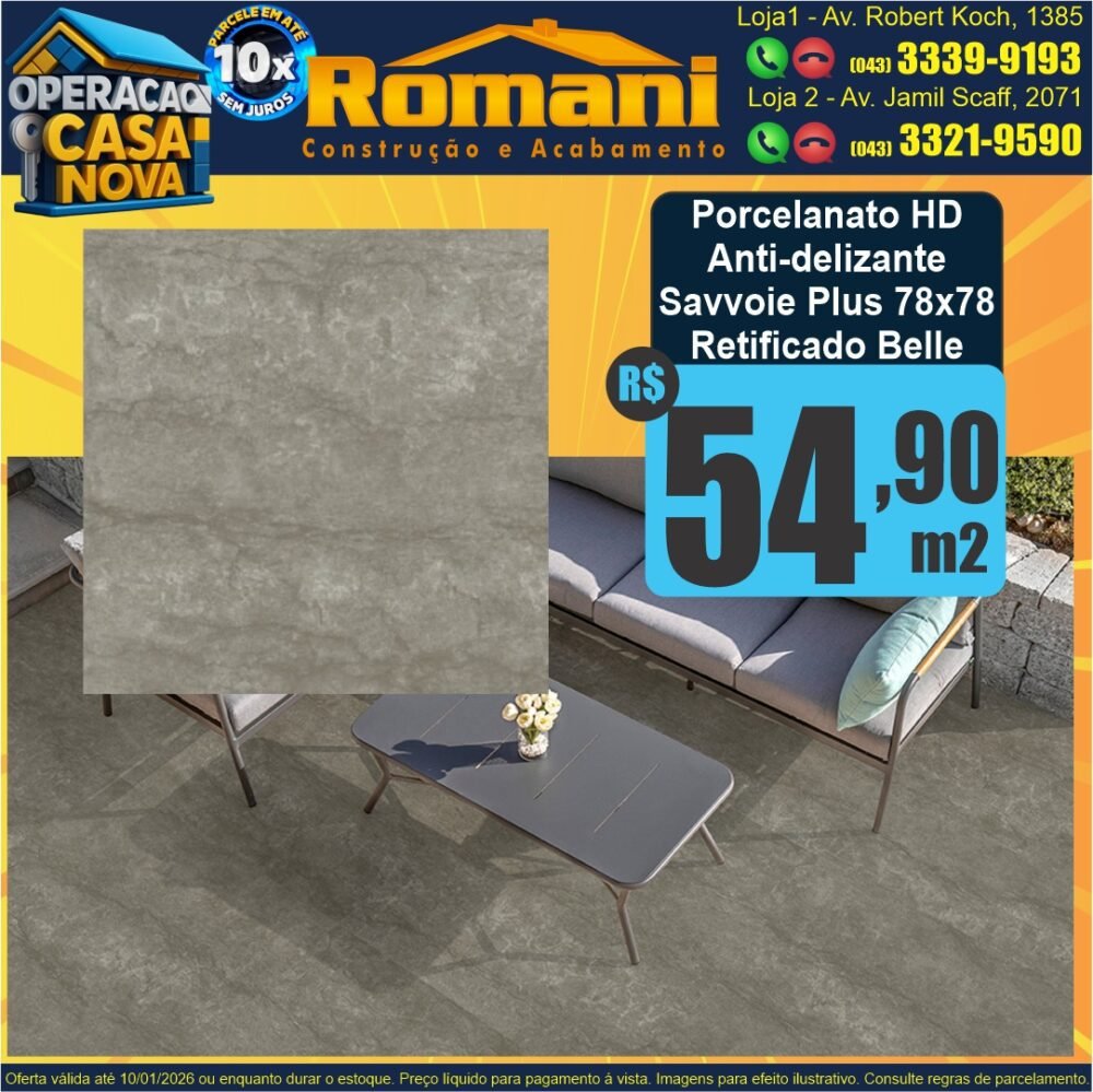 porcelanato externo anti-delizante granilhado 78x78 savvoie plus belle ceral