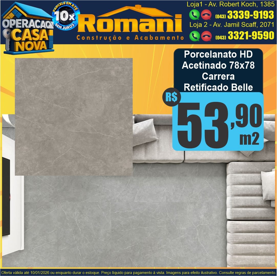 porcelanato hd retificado acetinado carrera belle ceral