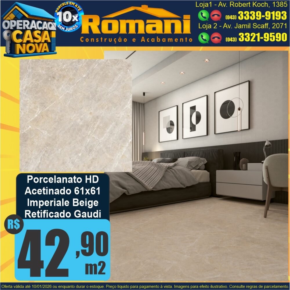 porcelanato marmorizado acetinado 61x61 imperiale beige hd gaudi retificado