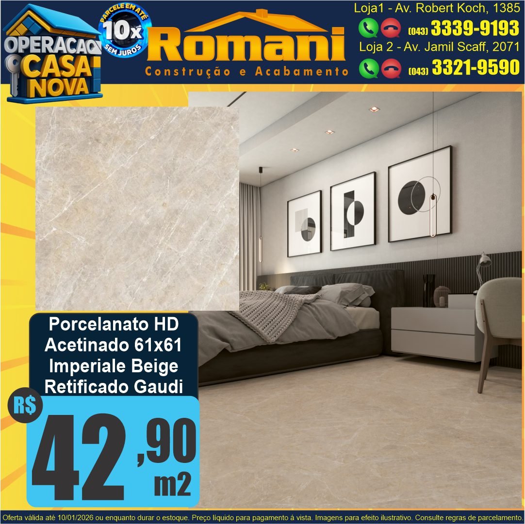 porcelanato marmorizado acetinado 61x61 imperiale beige hd gaudi retificado