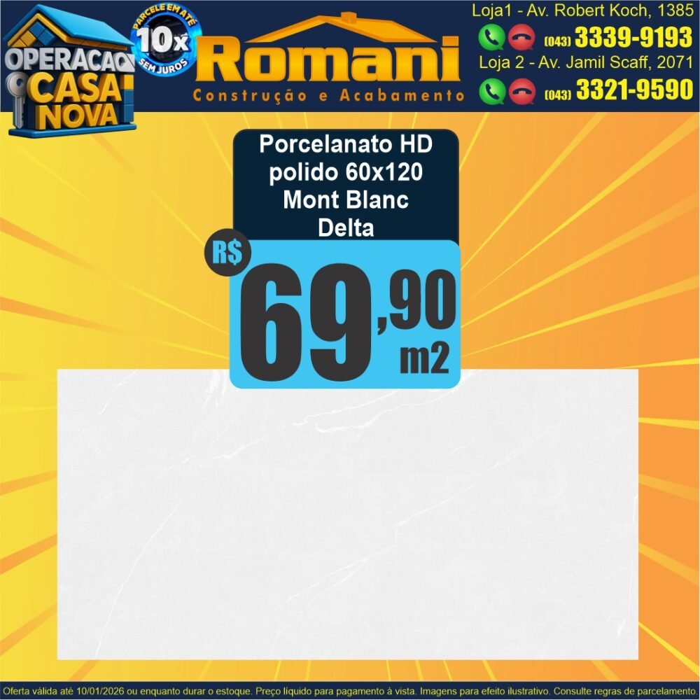 porcelanato polido retificado mont blanc delta