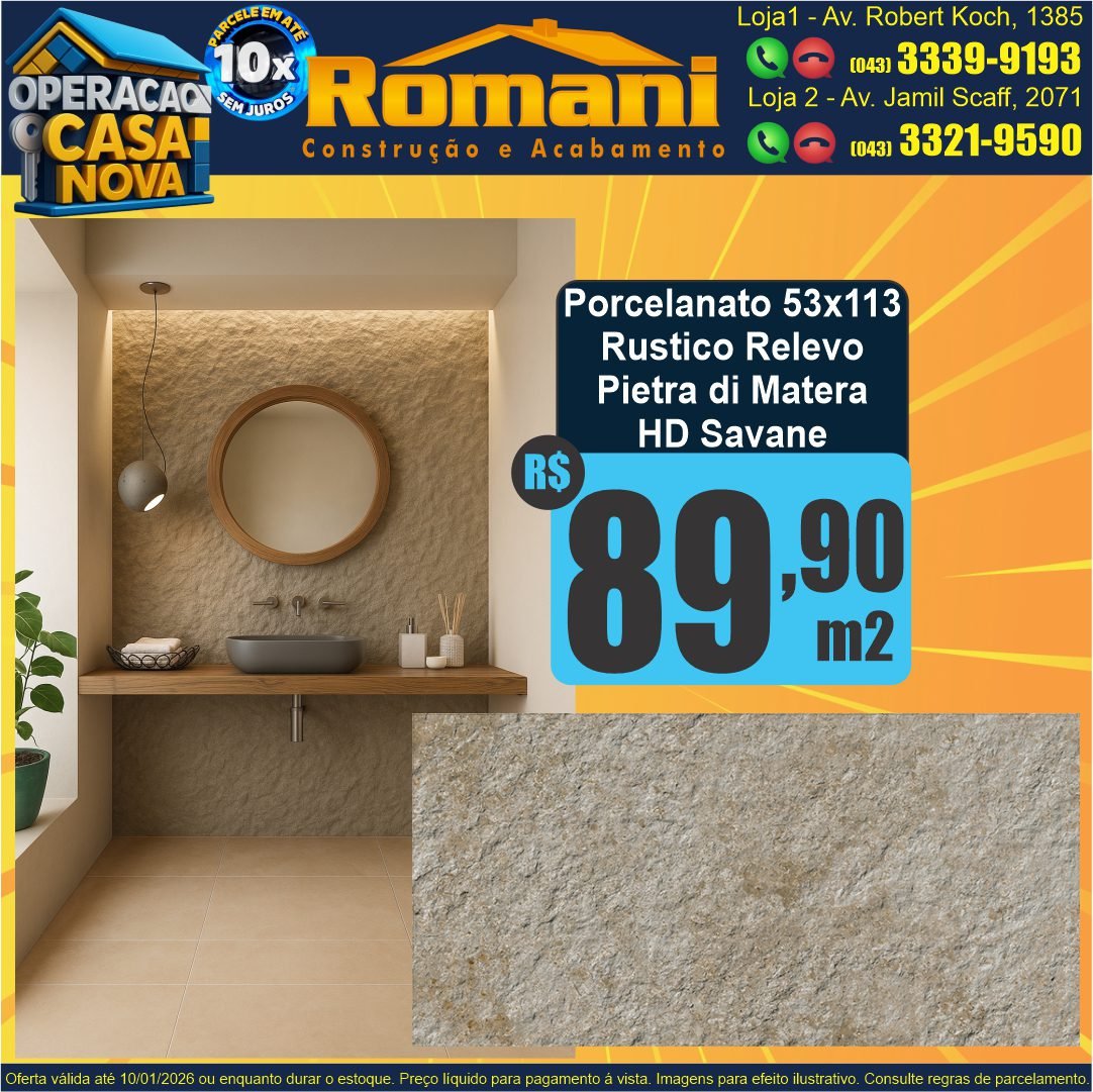 porcelanato relevo hd pietra di matera savane 56x113 retificado