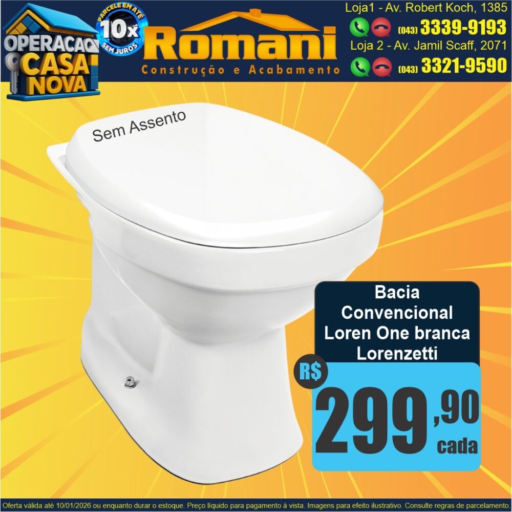 vaso bacia convencional louca loren one lorenzetti promocao oferta