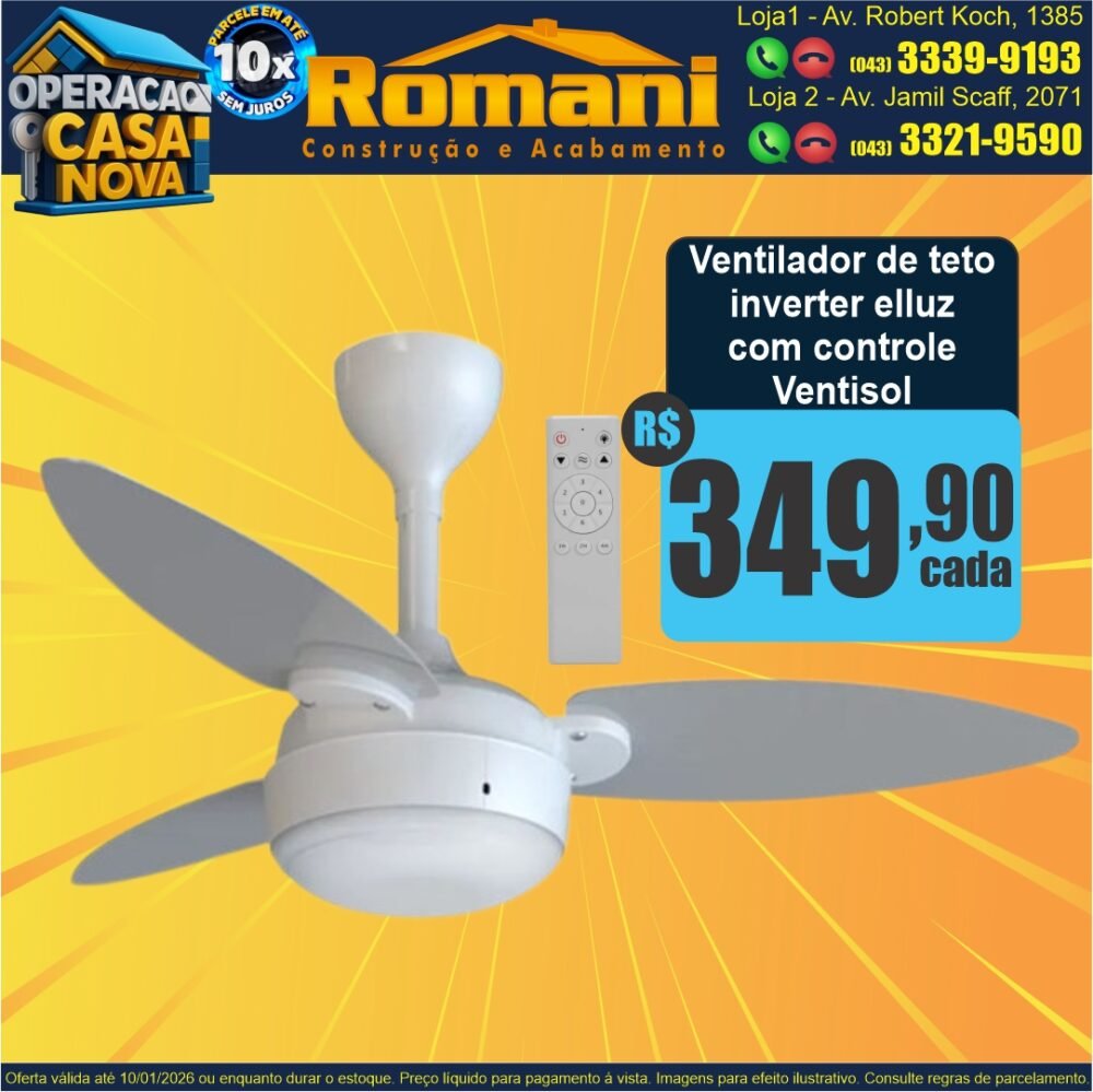 ventilador de teto com controle remoto promocao ventisol