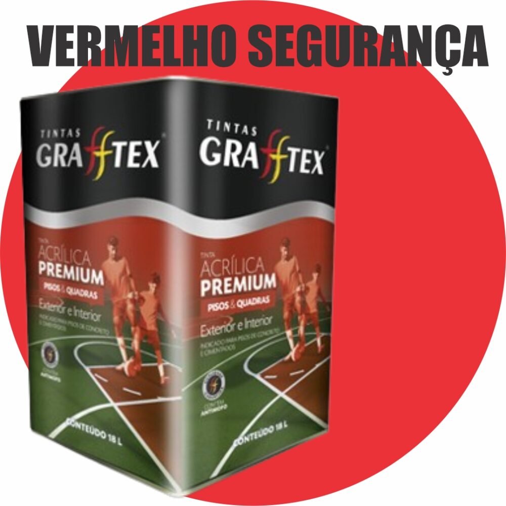 TINTA ACRILICA FOSCA PISOS E QUADRAS PREMIUM 18L VERMELHO SEGURANÇA GRAFFTEX
