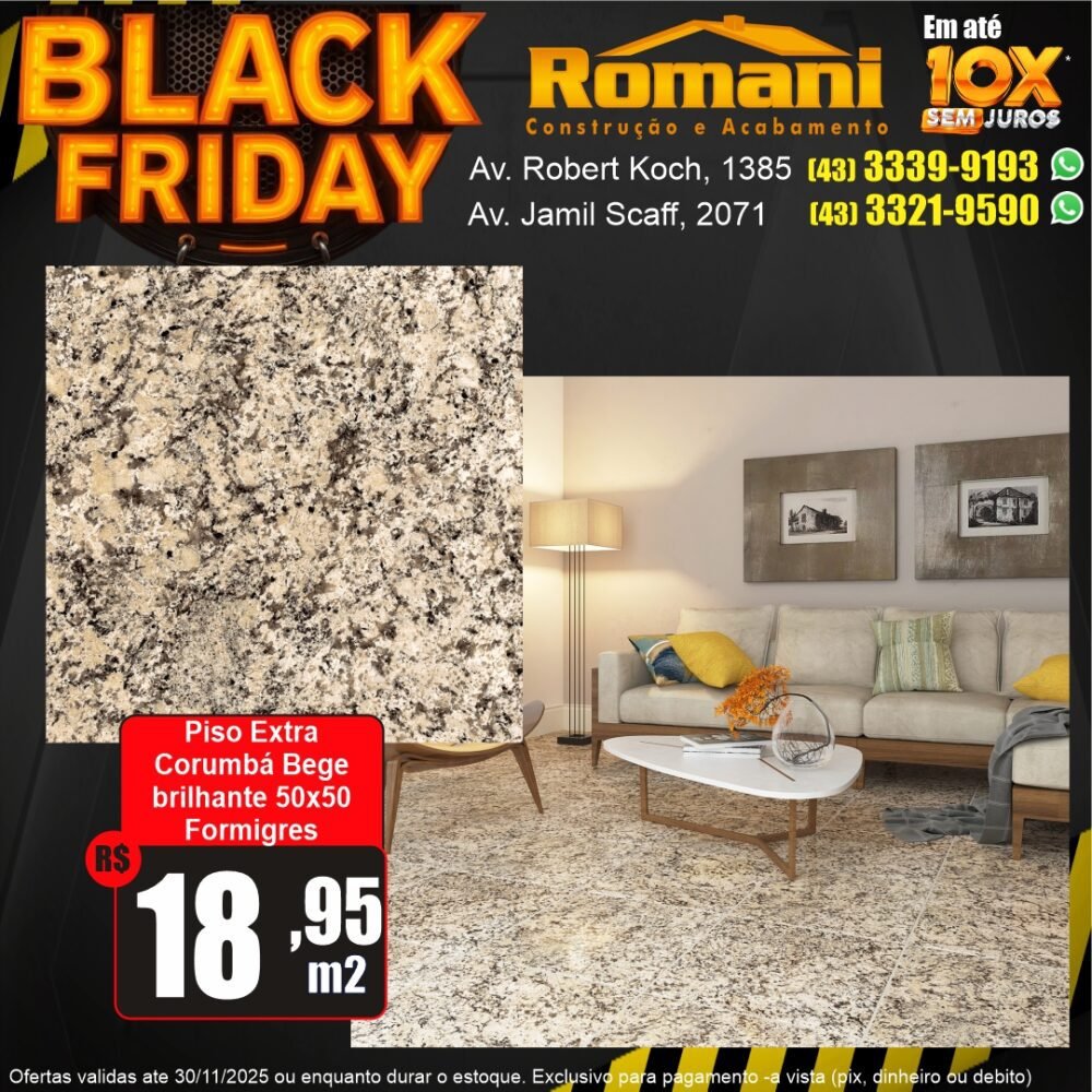 piso corumba 61x61 hd brilhante - promocao black friday