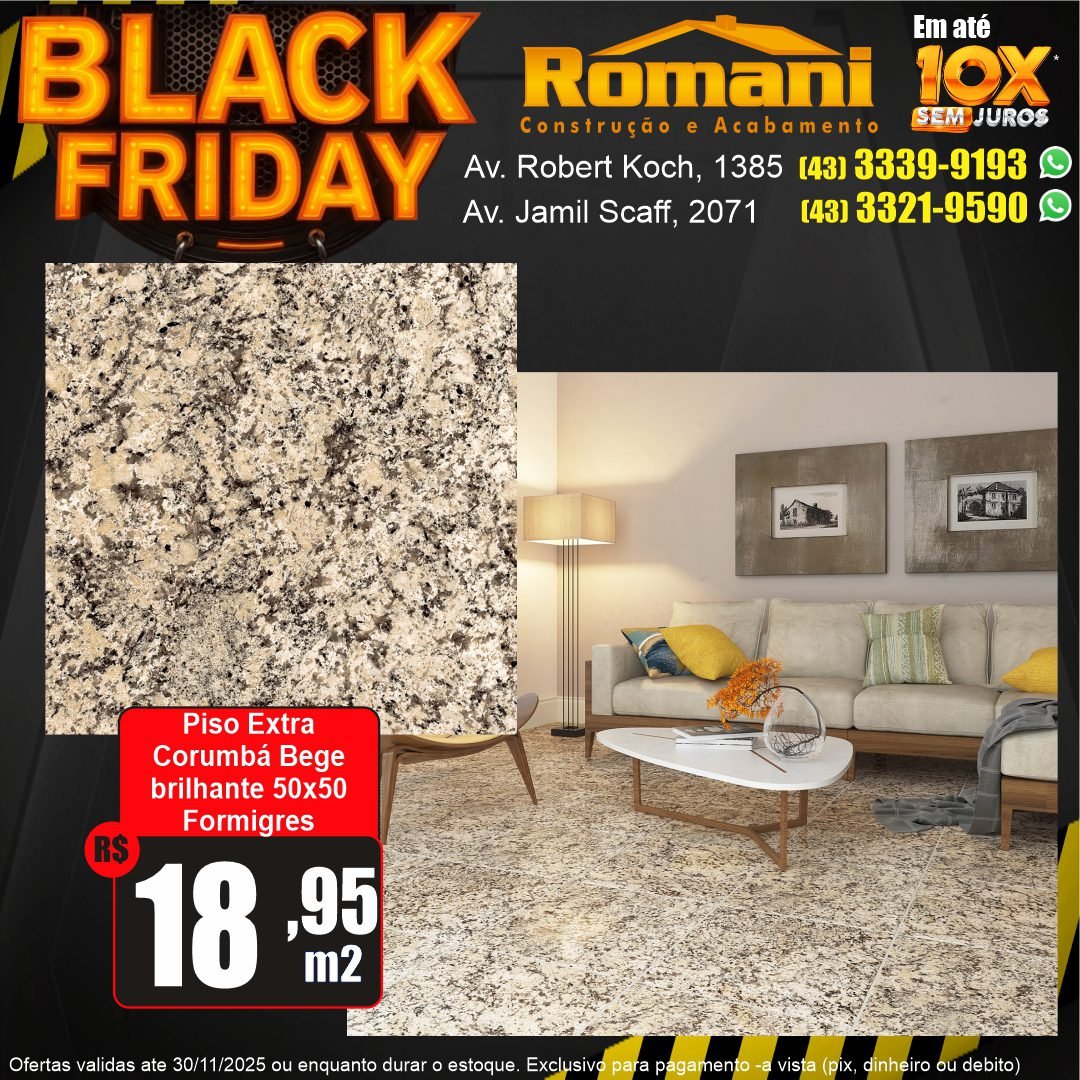 piso corumba 61x61 hd brilhante - promocao black friday