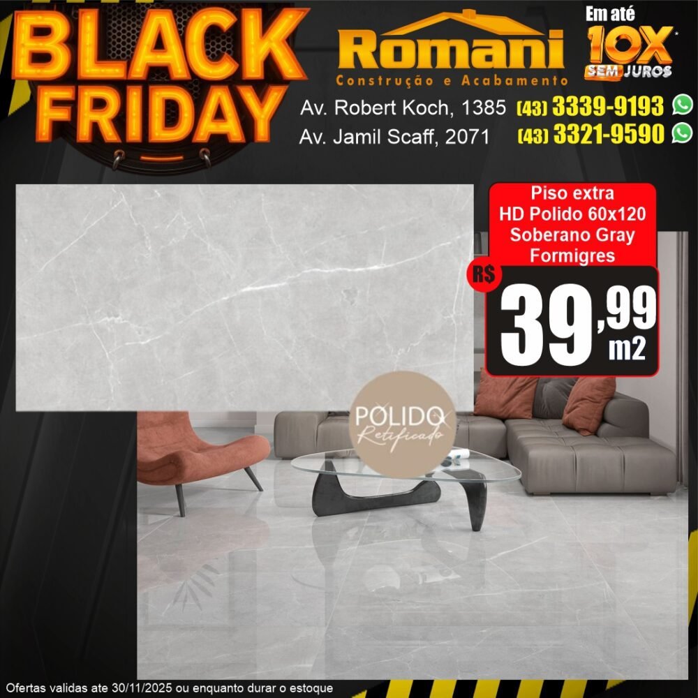 piso polido 60x120 retificado formigres soberano grey - promocao black friday