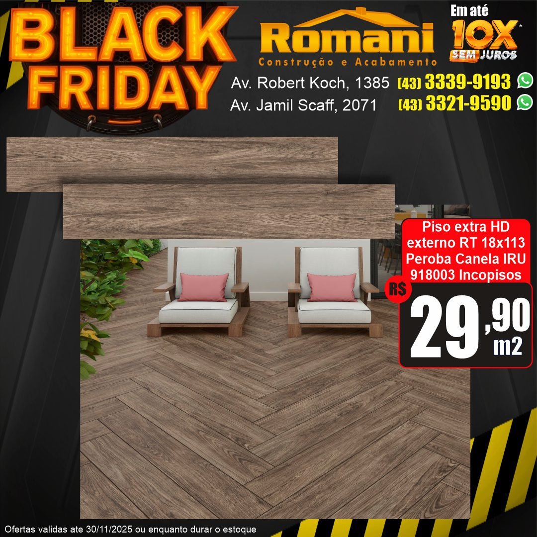 piso regua retificado externo madeirado peroba canela incopisos - promocao black friday