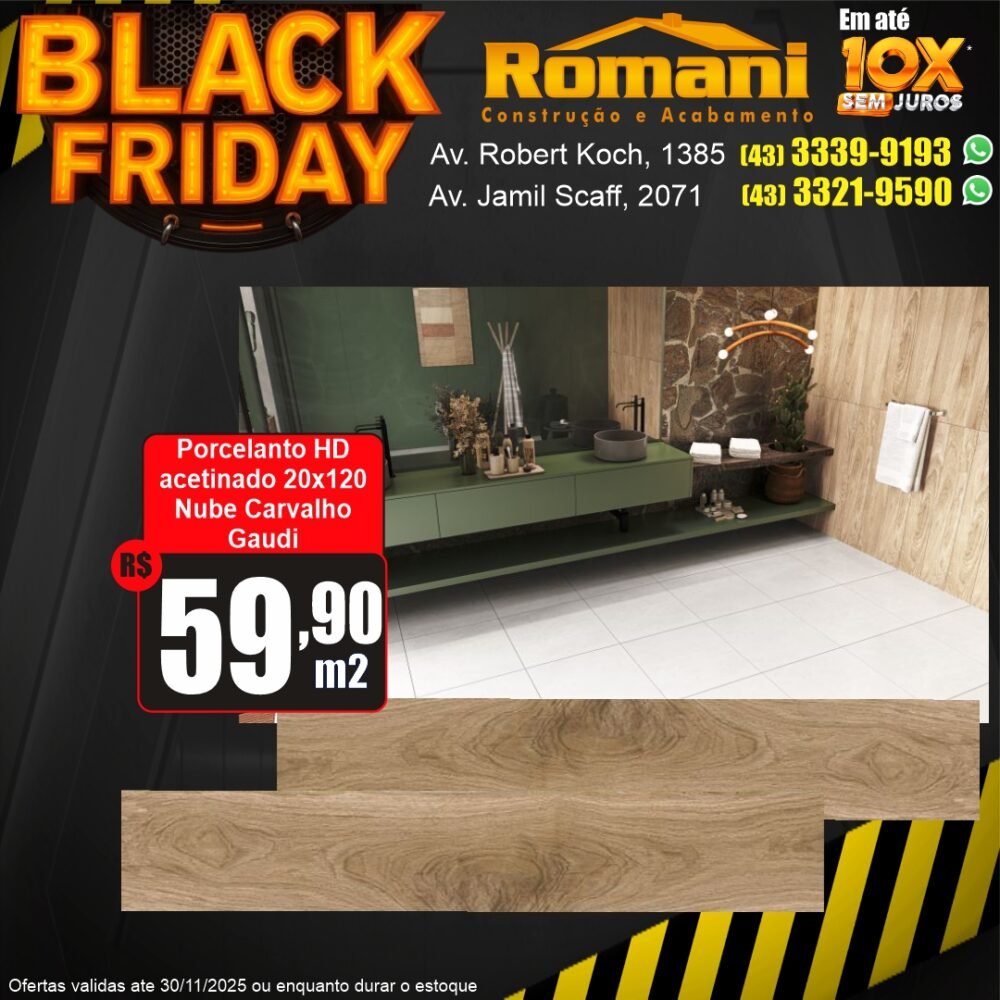 porcelanato externo 20x120 amadeirado nube carvalho retificado hd - promocao black friday