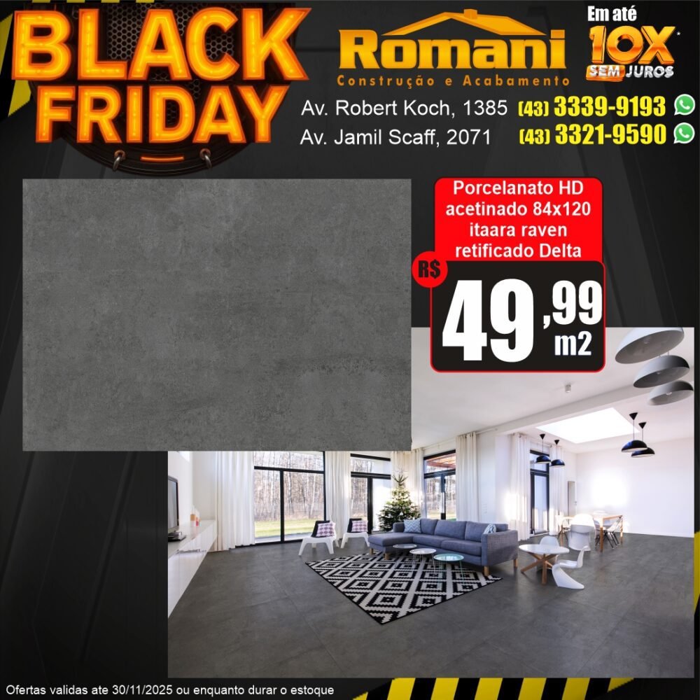 porcelanato itaara raven acetinado 84x120 ac delta promocao black friday