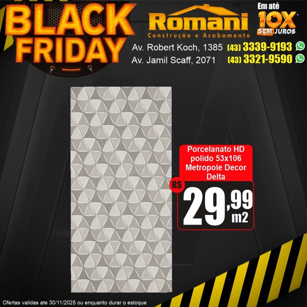 porcelanato polido hd retificado delta - metropole decor - promocao black friday