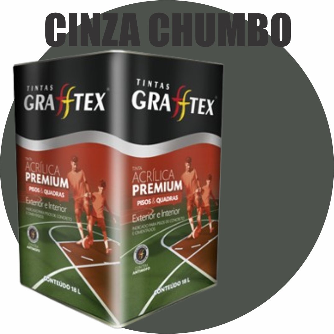 TINTA ACRILICA FOSCA PISOS E QUADRAS PREMIUM 18L CINZA CHUMBO GRAFFTEX-