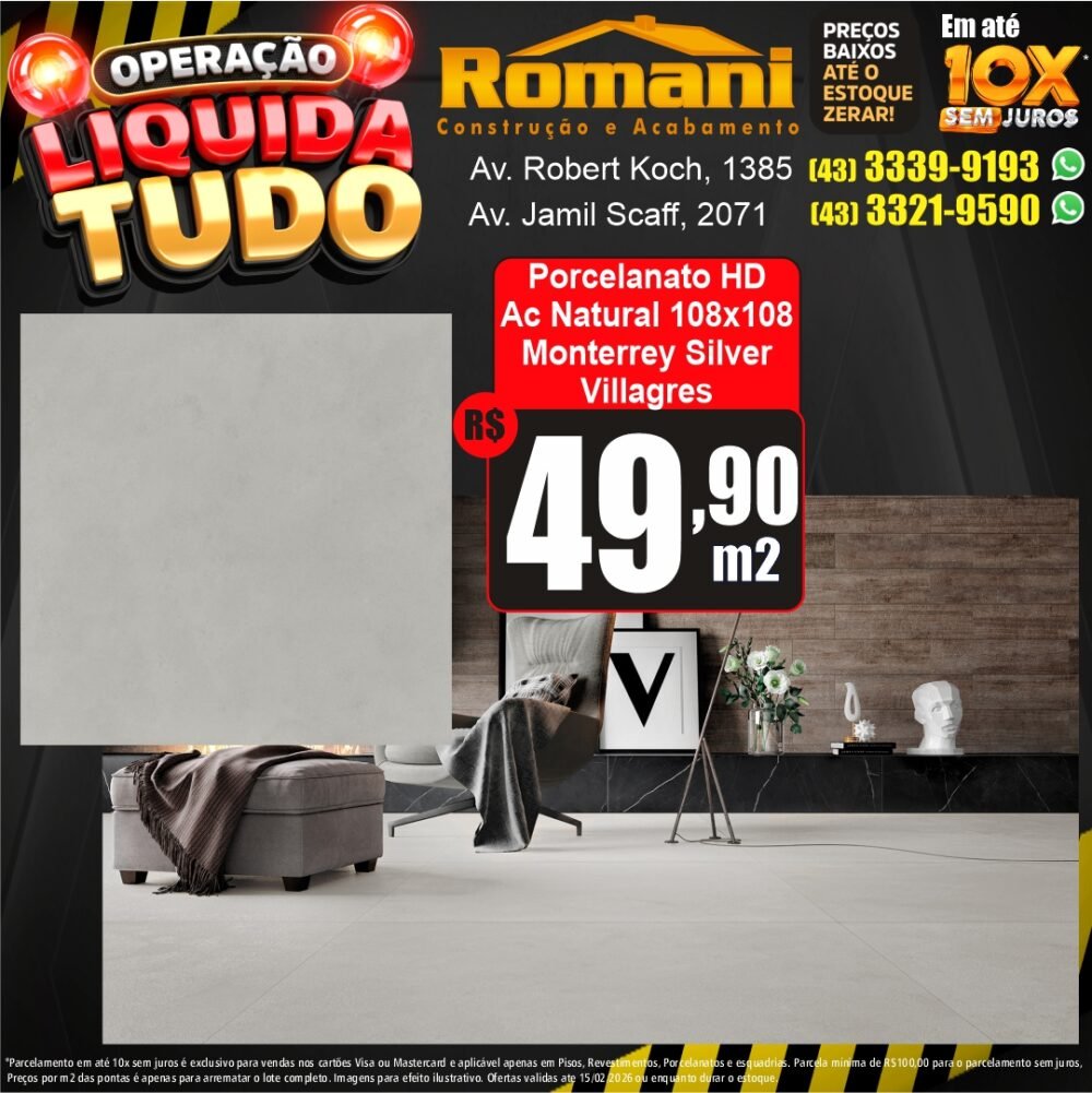monterrey silver porcelanato grande 108x108- liquidacao oferta promocao