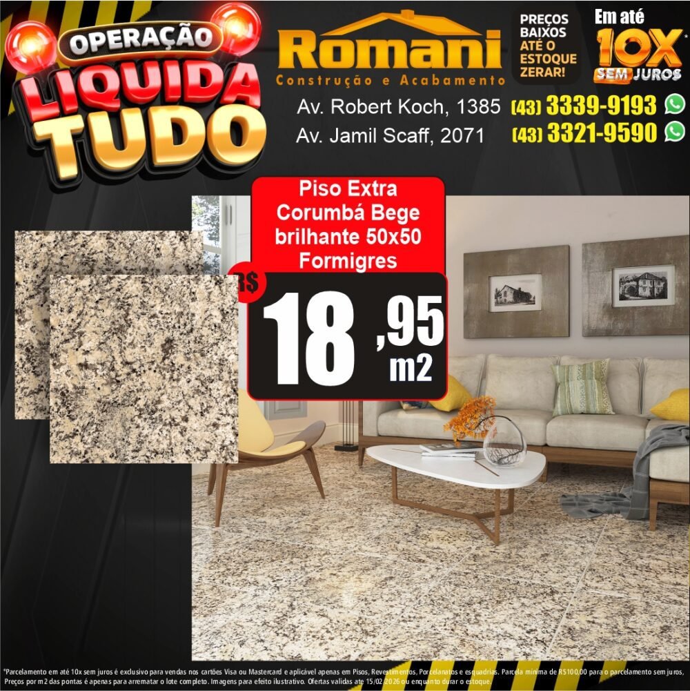 piso brilhante corumba macelagres 50x50 - liquidacao oferta promocao