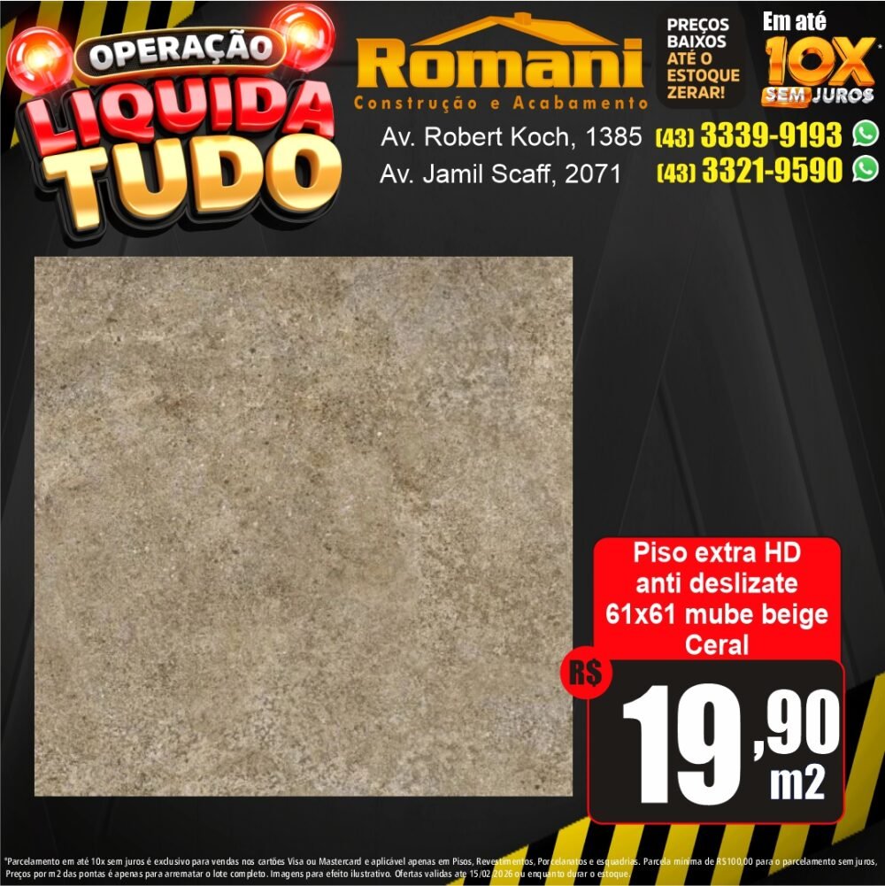 piso externo 61x61 anti deslizante bege mube ceral - liquidacao oferta promocao