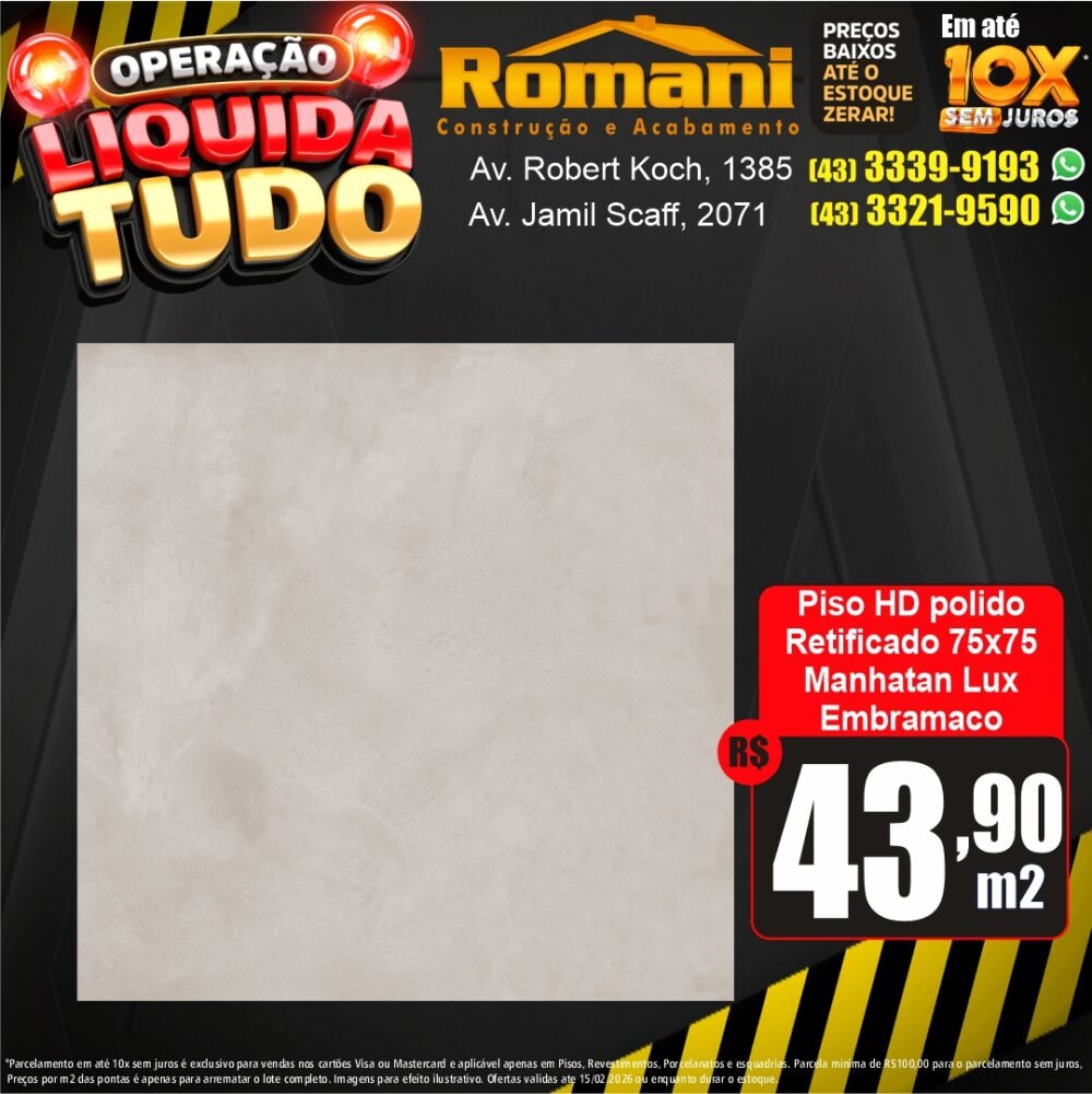 piso manhathan lux polido embramaco - liquidacao oferta promocao