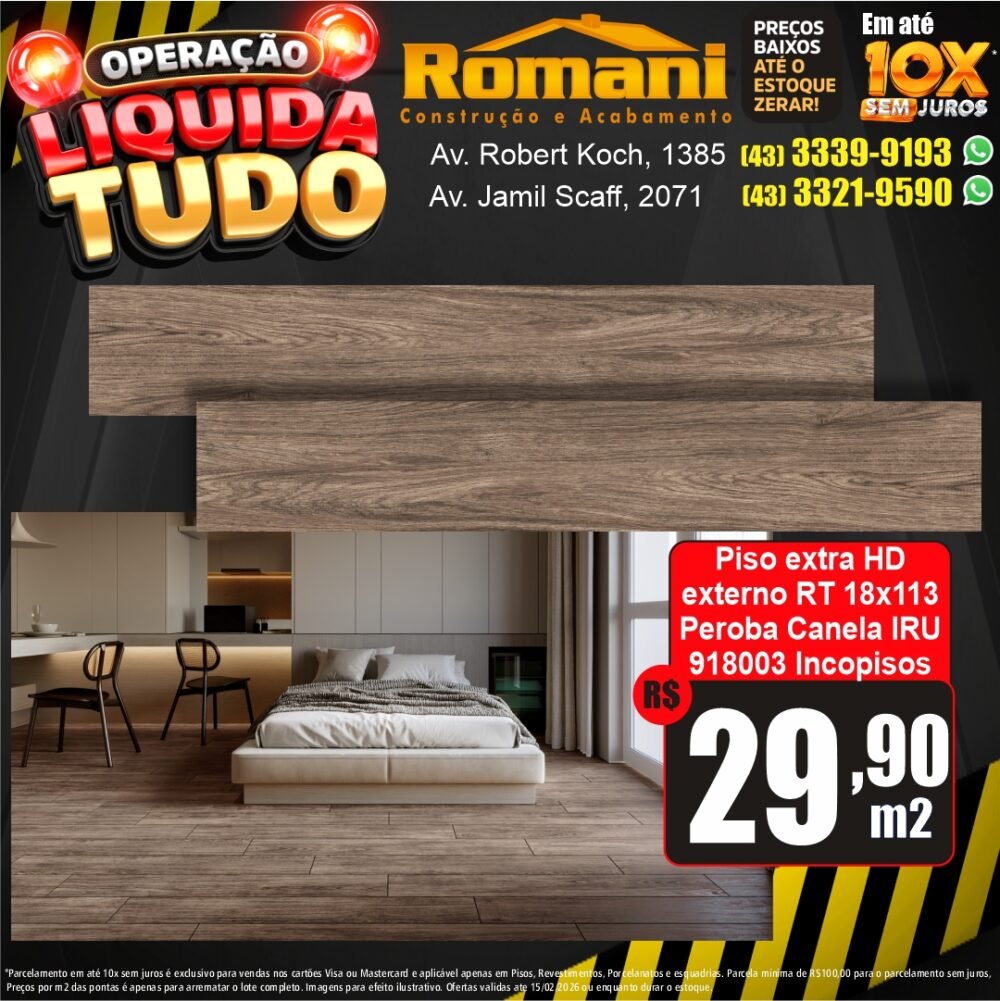 piso regua peroba canela 20x120 retificado incopisos - liquidacao oferta promocao