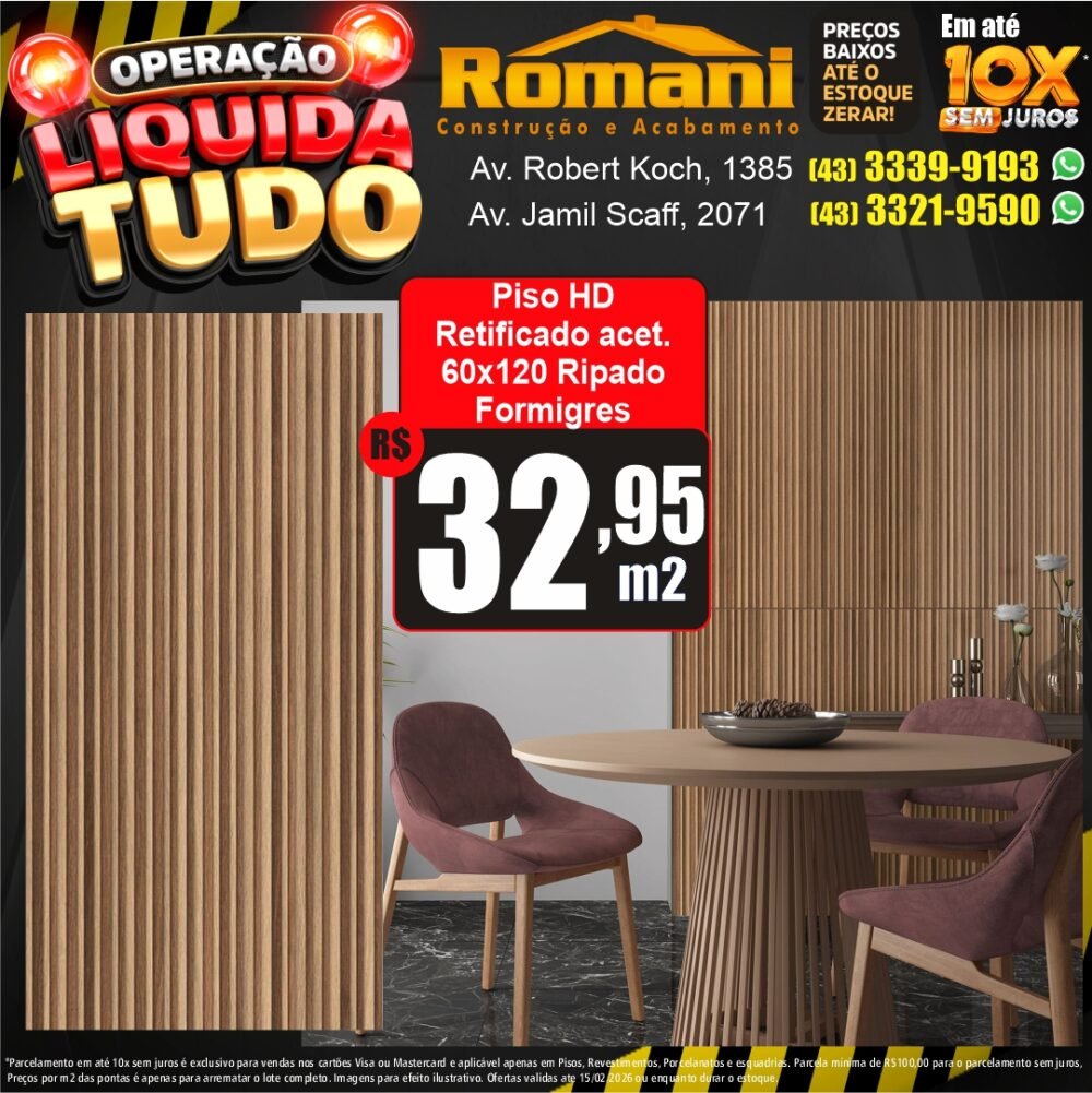 piso retificado hd gran ripado acetinado formigres - liquidacao oferta promocao