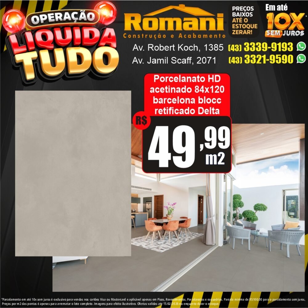 porcelanato 84x120 hd acetinado barcelona blocc delta grande formato - liquidacao oferta promocao