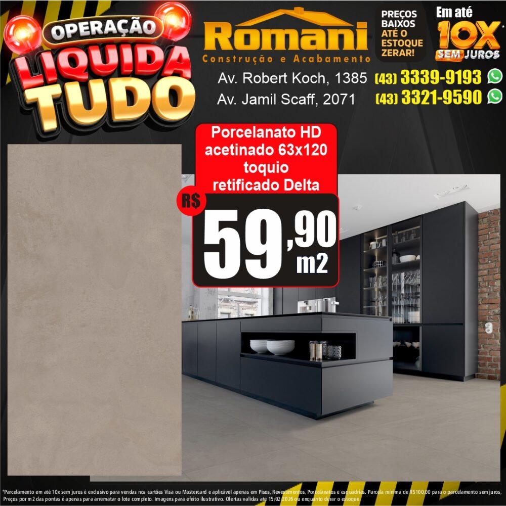 porcelanato acetinado retificado toquio 63x120 delta - liquidacao oferta promocao