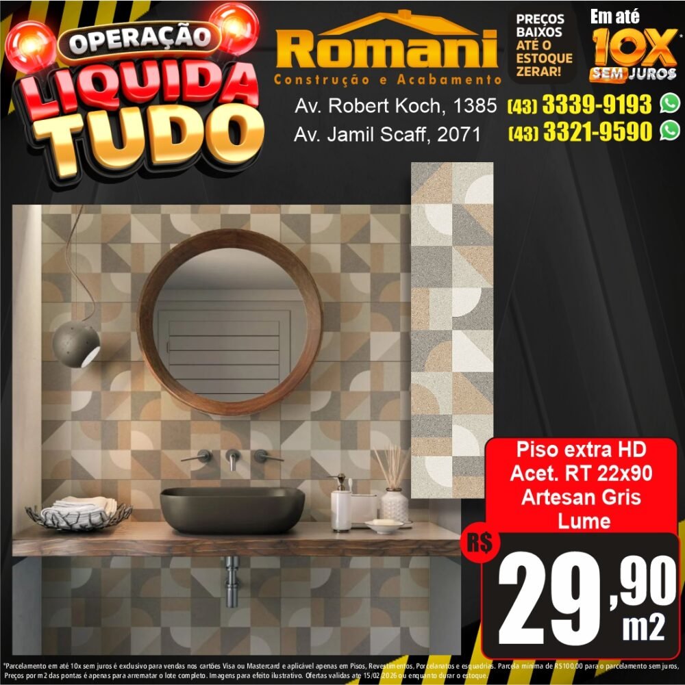 revestimento artesan gris - liquidacao oferta promocao