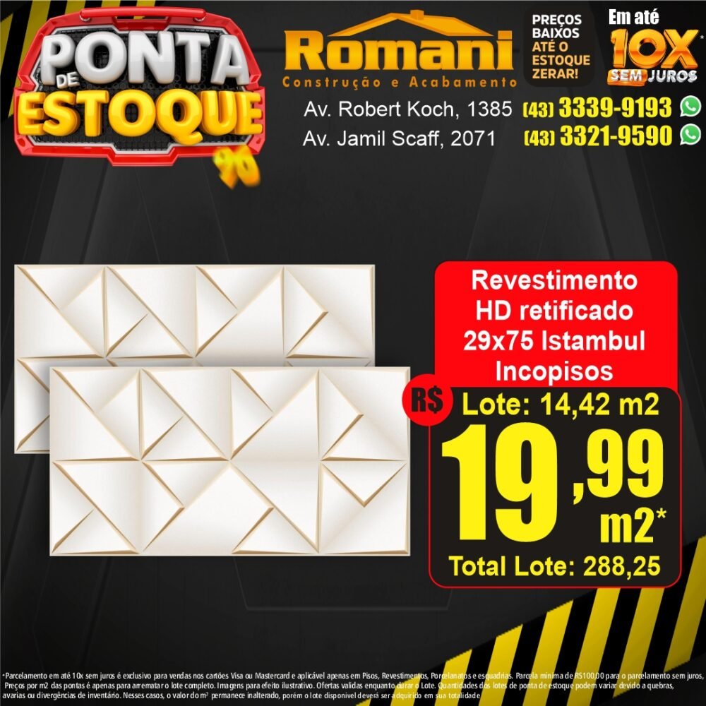 revestimento stambul - ponta estoque liquidacao promocao oferta