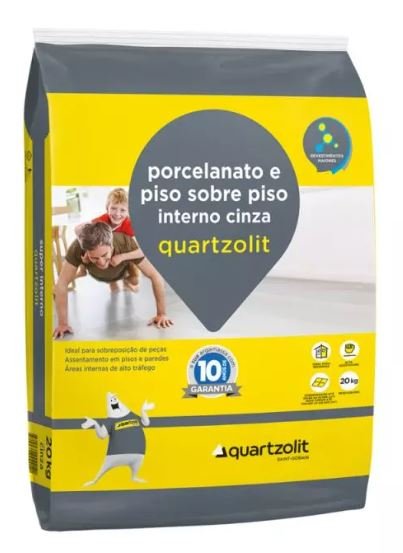 ARGAMASSA PORCELANTO E PISO SOBRE PISO INTERNA CINZA 20KG QUARTZOLIT